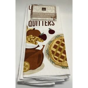 NEW 2 Pc Set Home Wear Kitchen Towels Thanksgiving "Leftovers Are For Quitters"